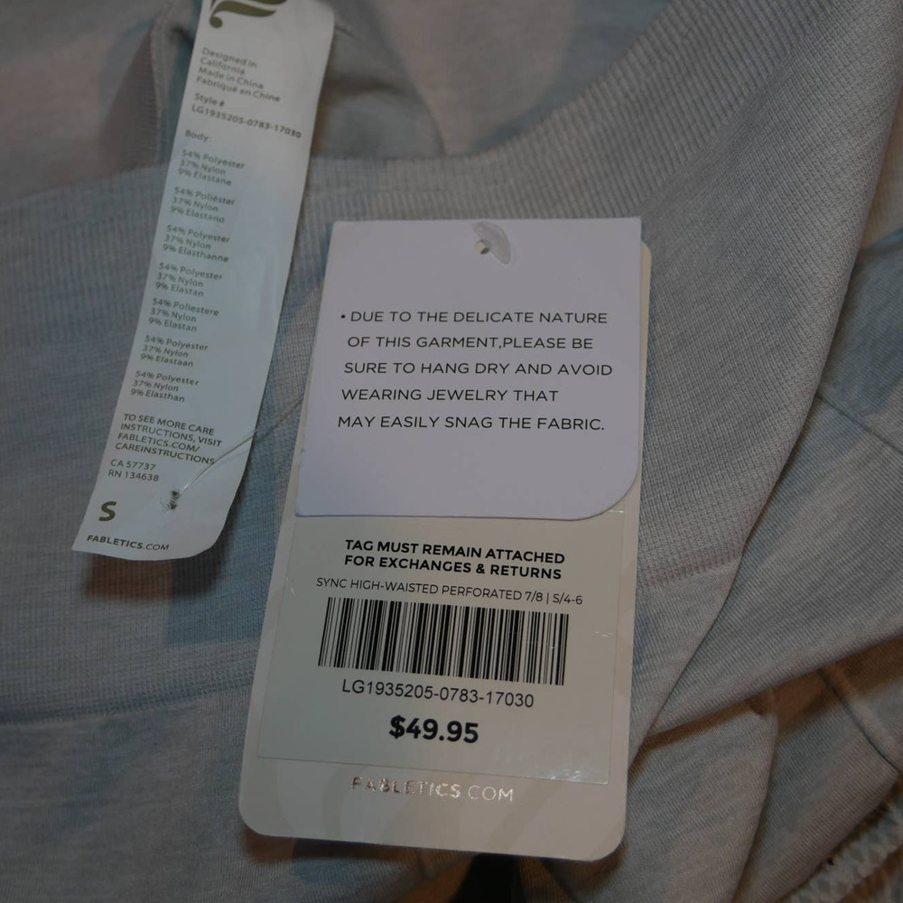 Fabletics NWT Gray Sync High Waisted Perforated 7… - image 8